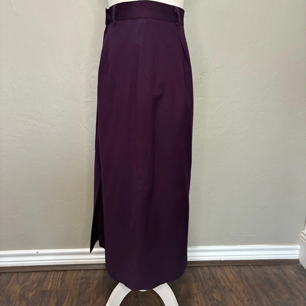 ❤️Vintage JH Collectibles 100% Wool Skirt Purple Midi High Waist Classic - Picture 6 of 13